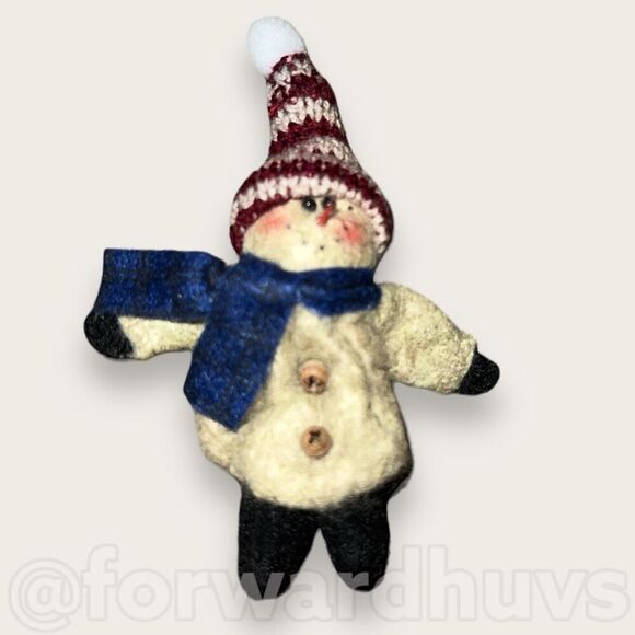 Bundle Sale 3 for $15 | Hand Crafted Cloth Snowman Brooch - Picture 1 of 8